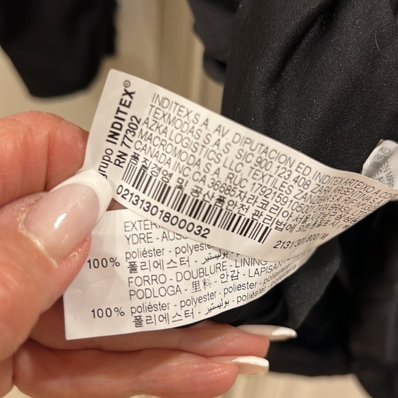 Zara Black Rusched Mini Dress with Padded Shoulders NWT $69.90 - Picture 9 of 11